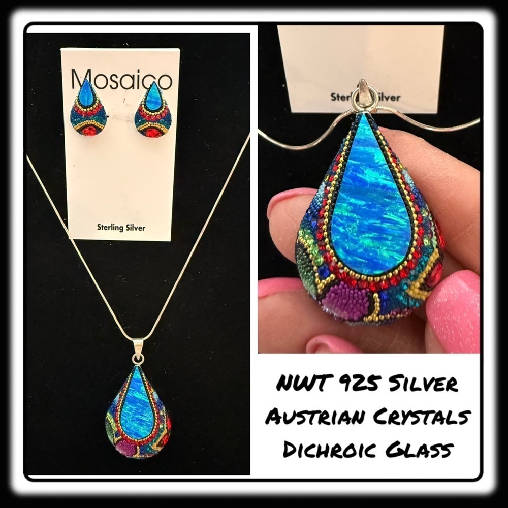 NWT Mosaico Austrian Crystal pendant necklace & earrings 💕💕 new line! 💕💕…
